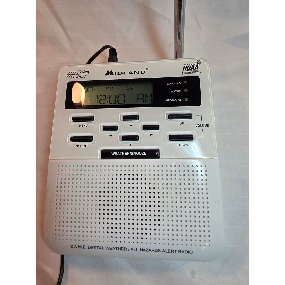 Midland WR120B SAME Digital Weather All Hazards Alert Radio White Desktop NOAA